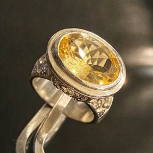 Yurman Inspired Sterling Silver Citrine Ring Sz. 6